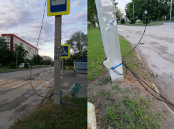 Электрические провода на остановке по улице Гагарина