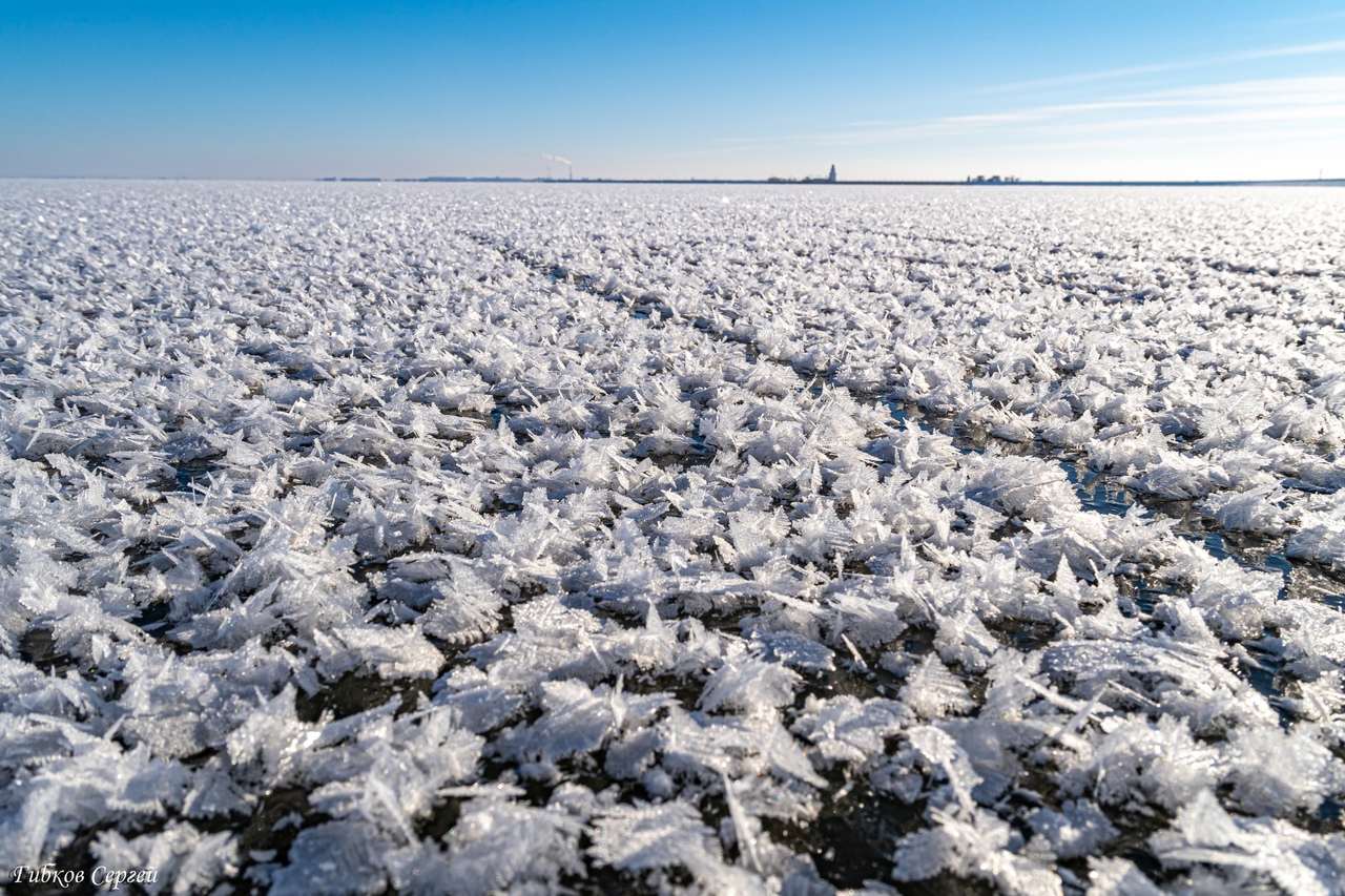 На Цимлянском водохранилище распустились миллионы ледяных цветов